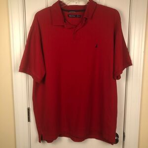 Nautica Polo Shirt Mens XXL Embroidered Logo Red 100% Cotton Y2K Nautical Preppy